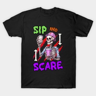 Sip and Scare - Coffee Skeleton T-Shirt